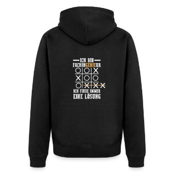 Ich bin Ingenieur Fachingenieur - Unisex Premium Bio Zip Hoodie - Schwarz - Hinten - Nico (187cm)