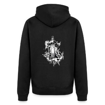 Lantern // Skull // Illustration - Unisex Premium Organic Zip Hoodie - black - Back - Nico (187cm)