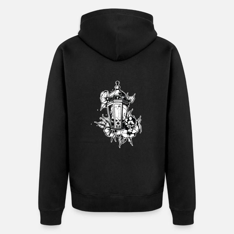 Lanterne // Crâne // Illustration - Veste à capuche bio Premium Unisexe - noir