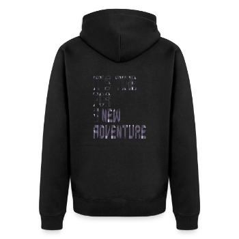 It's Time For New Adventure Calligraphic Design - Unisex Premium Organic Zip Hoodie - black - Back - Nico (187cm)