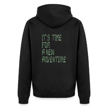 It's Time For New Adventure Calligraphic Design - Unisex Premium Organic Zip Hoodie - black - Back - Nico (187cm)