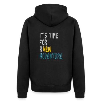 It's Time For New Adventure Calligraphic Design - Unisex Premium Organic Zip Hoodie - black - Back - Nico (187cm)
