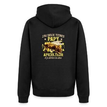 Papy Abeilles Apiculteur Apiculture - Veste à capuche bio Premium Unisexe - noir - Dos - Nico (187cm)