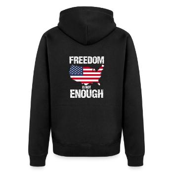 FREIHEIT IST NICHT GENUG FLAGGE USA - Unisex Premium Bio Zip Hoodie - Schwarz - Hinten - Nico (187cm)
