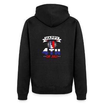 HAPPY 4TH OF JULI USA - Unisex Premium Bio Zip Hoodie - Schwarz - Hinten - Nico (187cm)