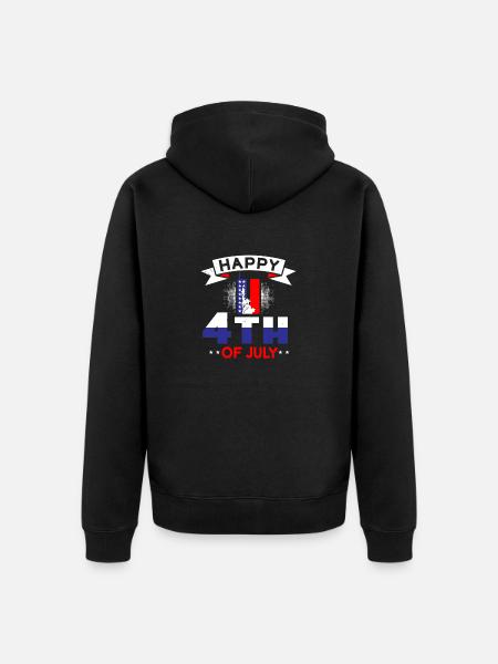 HAPPY 4TH OF JULY USA - Unisex Premium Organic Zip Hoodie - black