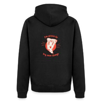 Je suis pizza pour essayer de nouvelles choses drôle amateur de pizza - Veste à capuche bio Premium Unisexe - noir - Dos - Nico (187cm)