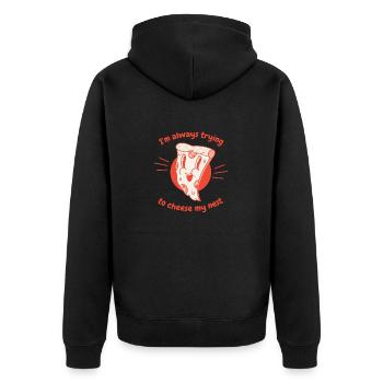 J’essaie toujours de fromager mon nid Pizza drôle - Veste à capuche bio Premium Unisexe - noir - Dos - Nico (187cm)