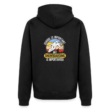 Boarder school is important, but snowboarding - Unisex Premium Organic Zip Hoodie - black - Back - Nico (187cm)