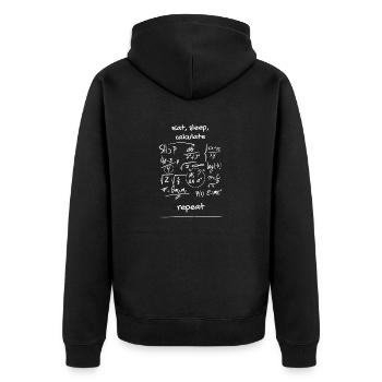 Manger dormir Calculer Répéter Mathématiques drôles - Veste à capuche bio Premium Unisexe - noir - Dos - Nico (187cm)