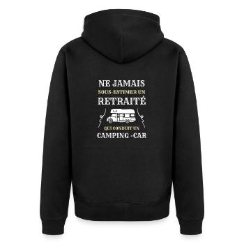 retraite camping car homme humoristique cadeau - Veste à capuche bio Premium Unisexe - noir - Dos - Nico (187cm)