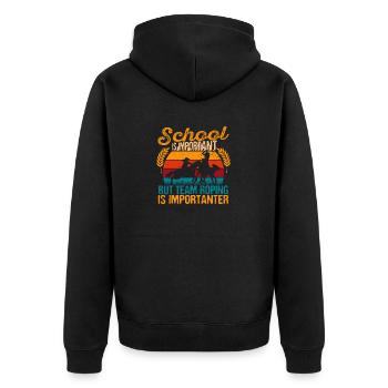School is important, but team roping is more important - Unisex Premium Organic Zip Hoodie - black - Back - Nico (187cm)