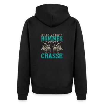 Chasse Chasseur Humour - Veste à capuche bio Premium Unisexe - noir - Dos - Nico (187cm)