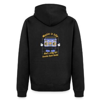 Music Is Life That's Why Our Hearts Have Beats - Unisex Premium Organic Zip Hoodie - black - Back - Nico (187cm)