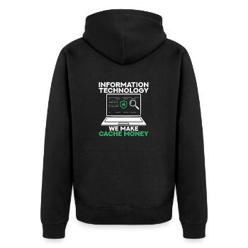 Information Technology We Make Cache Money - Unisex Premium Organic Zip Hoodie - black - Back - Nico (187cm)
