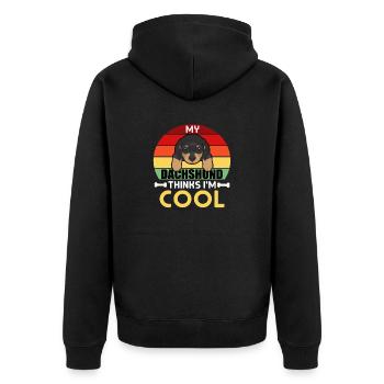 My dachshund Think I`m Cool - Unisex Premium Organic Zip Hoodie - black - Back - Nico (187cm)