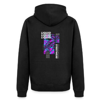 Liquid Urban Streetwear - Unisex Premium Bio Zip Hoodie - Schwarz - Hinten - Nico (187cm)