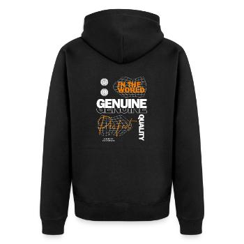 Genuine Streetwear - Unisex Premium Bio Zip Hoodie - Schwarz - Hinten - Nico (187cm)