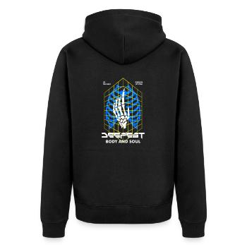 Deepest Streetwear - Unisex Premium Bio Zip Hoodie - Schwarz - Hinten - Nico (187cm)