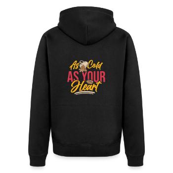As Cold as Your Heart Coffee - Unisex Premium Bio Zip Hoodie - Schwarz - Hinten - Nico (187cm)