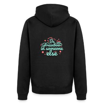 Be a rainbow Kindness - Unisex Premium Bio Zip Hoodie - Schwarz - Hinten - Nico (187cm)