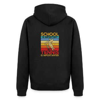 École Tennis Important Joueur Garçons - Veste à capuche bio Premium Unisexe - noir - Dos - Nico (187cm)