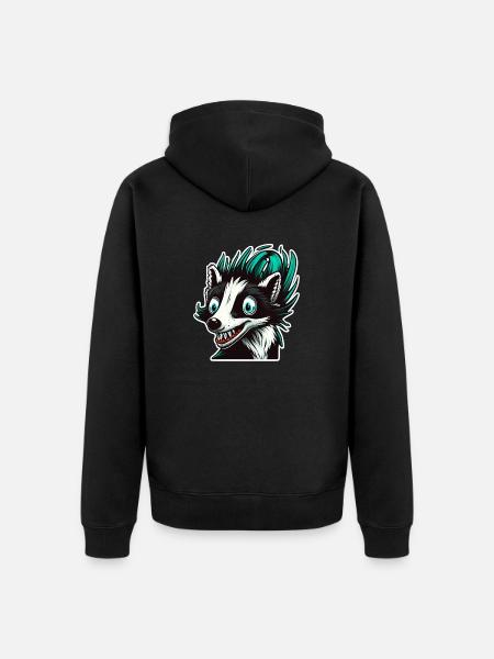 Crazy Stinktier - Skunk - Unisex Premium Bio Zip Hoodie - Schwarz
