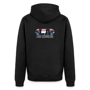 Los Angeles La Kalifornien Geschenk - Unisex Premium Bio Zip Hoodie - Schwarz - Hinten - Nico (187cm)