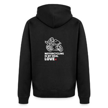 I love motorcycling - Unisex Premium Organic Zip Hoodie - black - Back - Nico (187cm)