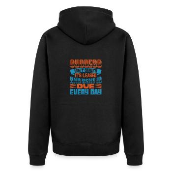 ERFOLG IST NICHT IM BESITZ, ER IST GELEAST UND MIETE IST FÄLLIG - Unisex Premium Bio Zip Hoodie - Schwarz - Hinten - Nico (187cm)