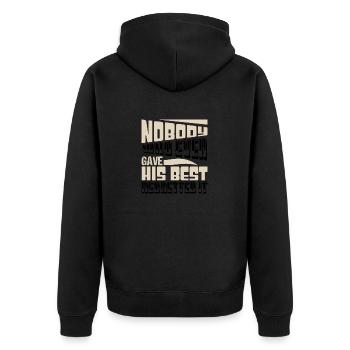 PERSONNE QUI A JAMAIS DONNÉ LE MEILLEUR DE LUI-MÊME NE L’A REGRETTÉ - Veste à capuche bio Premium Unisexe - noir - Dos - Nico (187cm)