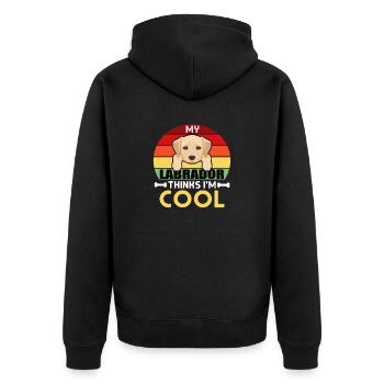 Mein Labrador denkt, ich bin cool - Unisex Premium Bio Zip Hoodie - Schwarz - Hinten - Nico (187cm)