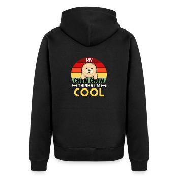 My Chow chow Think I`m Cool - Unisex Premium Organic Zip Hoodie - black - Back - Nico (187cm)