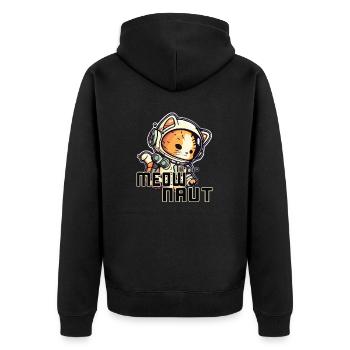 Meownaut astronaut cat for cat daddy - Unisex Premium Organic Zip Hoodie - black - Back - Nico (187cm)
