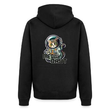 Meownaut astronaut cat for cat daddy - Unisex Premium Organic Zip Hoodie - black - Back - Nico (187cm)