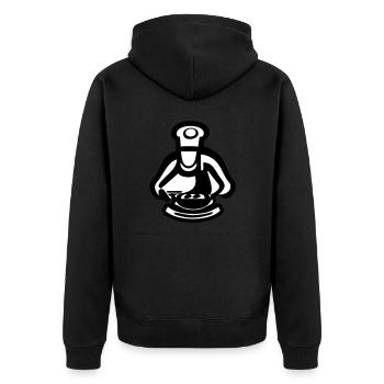 Die Meisterköchin / Der Meisterkoch - Unisex Premium Bio Zip Hoodie - Schwarz - Hinten - Nico (187cm)