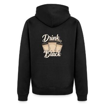 Drink black Coffee - Unisex Premium Bio Zip Hoodie - Schwarz - Hinten - Nico (187cm)