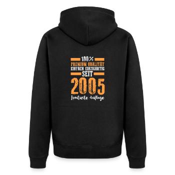 2005 18 Jahre Geburtstag - Unisex Premium Bio Zip Hoodie - Schwarz - Hinten - Nico (187cm)