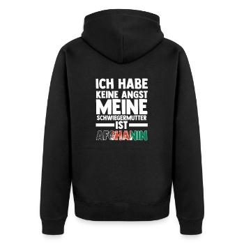 Ich habe keine Angst meine Schwiegermutter ist Afg - Unisex Premium Bio Zip Hoodie - Schwarz - Hinten - Nico (187cm)