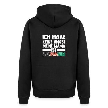 Ich habe keine Angst meine Mama ist Afghanin - Unisex Premium Bio Zip Hoodie - Schwarz - Hinten - Nico (187cm)