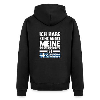 Ich habe keine Angst meine Schwiegertochter ist Gr - Unisex Premium Bio Zip Hoodie - Schwarz - Hinten - Nico (187cm)