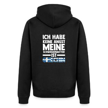 Ich habe keine Angst meine Schwiegermutter ist Gri - Unisex Premium Bio Zip Hoodie - Schwarz - Hinten - Nico (187cm)