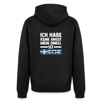Ich habe keine Angst mein Onkel ist Grieche - Unisex Premium Bio Zip Hoodie - Schwarz - Hinten - Nico (187cm)