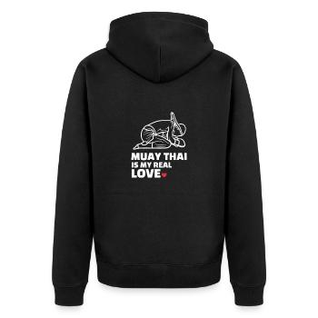I love Muay Thai - Unisex Premium Organic Zip Hoodie - black - Back - Nico (187cm)