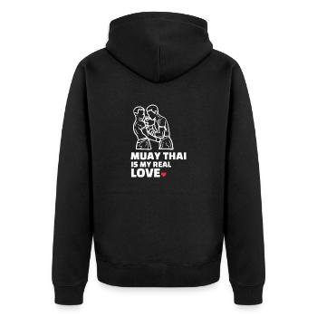 I love Muay Thai - Unisex Premium Organic Zip Hoodie - black - Back - Nico (187cm)