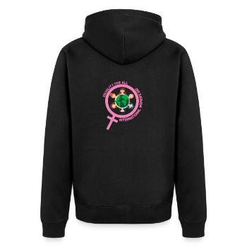 Gleichheit für alle - Internationaler Frauentag - Unisex Premium Bio Zip Hoodie - Schwarz - Hinten - Nico (187cm)