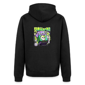 Japan Juice Streetwear - Unisex Premium Bio Zip Hoodie - Schwarz - Hinten - Nico (187cm)