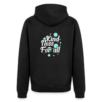 Kindness for all - Unisex Premium Bio Zip Hoodie - Schwarz - Hinten - Nico (187cm)