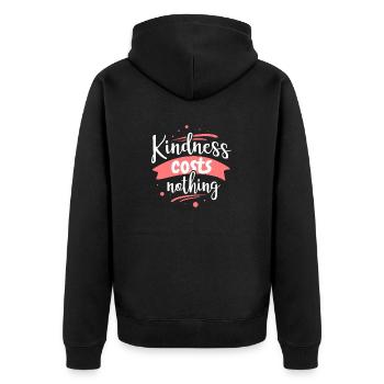 Kindness is for free - Unisex Premium Bio Zip Hoodie - Schwarz - Hinten - Nico (187cm)