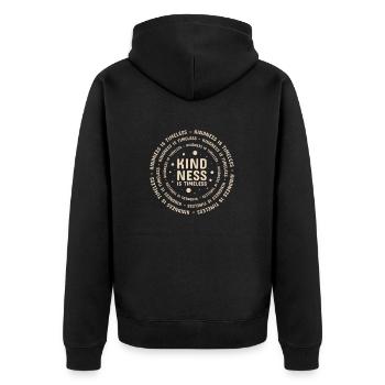Kindness is timeless - Unisex Premium Bio Zip Hoodie - Schwarz - Hinten - Nico (187cm)